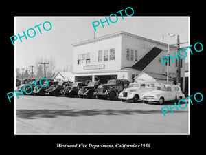 OLD LARGE HISTORIC PHOTO WESTWOOD CALIFORNIA, THE WESTWOOD FIRE DEPARTMENT c1950