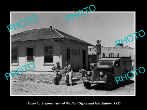 OLD LARGE HISTORIC PHOTO OF KAYENTA ARIZONA, THE POST OFFICE & GAS STATION 1935