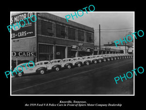 OLD LARGE HISTORIC PHOTO OF KNOXVILLE TENNESSEE, THE FORD V8 POLICE CARS c1939