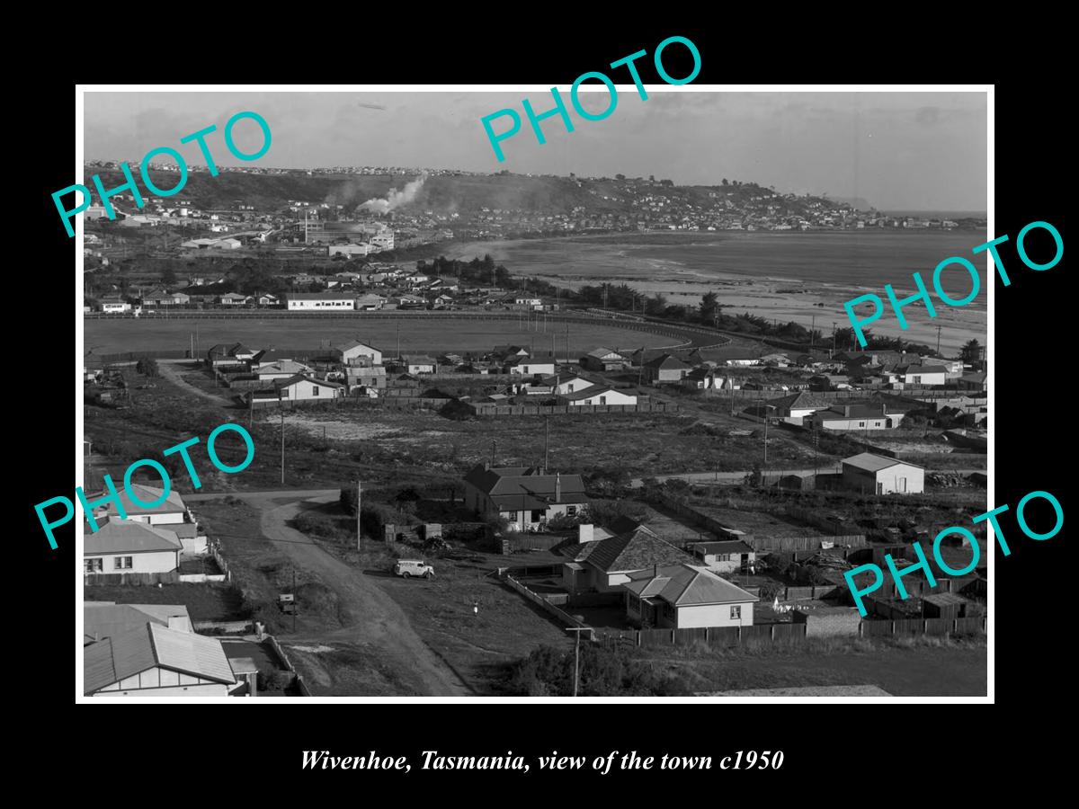 OLD LARGE HISTORIC PHOTO OF WIVENHOE TASMANIA, VIEW OF THE TOWNSHIP c1950