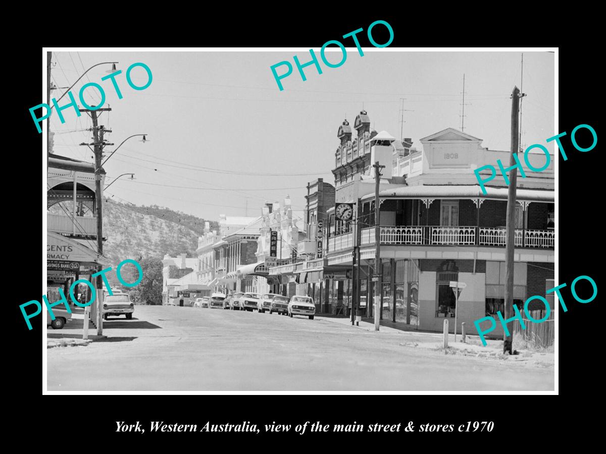 OLD LARGE HISTORIC PHOTO OF YORK WEST AUSTRALIA, THE MAIN St & STORES c1970