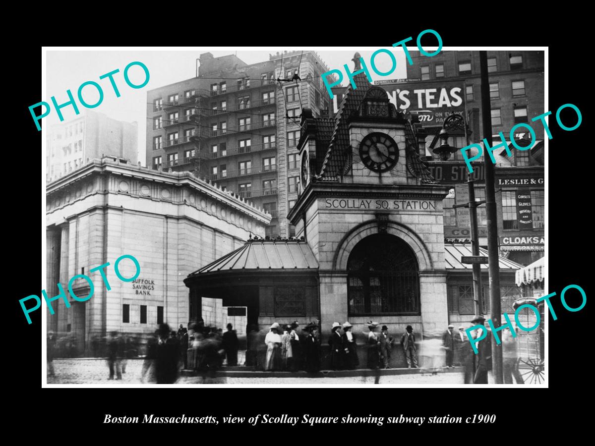 OLD LARGE HISTORIC PHOTO OF BOSTON MASSACHUSETTS, THE SCOLLAY Sq SUBWAY c1900