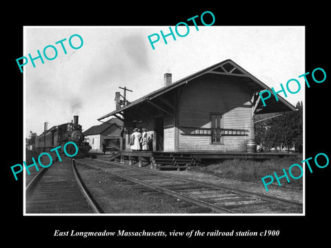 OLD LARGE HISTORIC PHOTO EAST LONGMEADOW MASSACHUSETTS RAILROAD STATION c1900