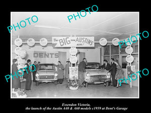 OLD LARGE HISTORIC PHOTO OF 1959 AUSTIN A40 A60 MODEL LAUNCH, ESSENDON VICTORIA