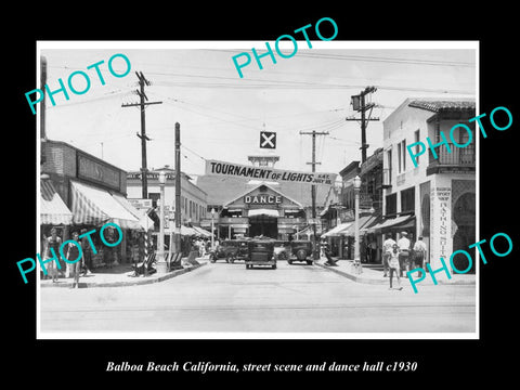 OLD LARGE HISTORIC PHOTO BALBOA BEACH CALIFORNIA, VIEW OF DANCE HALL c1930