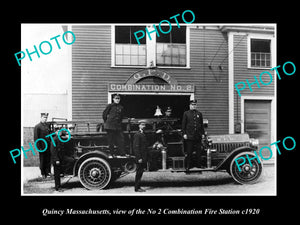 OLD LARGE HISTORIC PHOTO OF QUINCY MASSACHUSETTS, THE No 2 FIRE STATION c1920