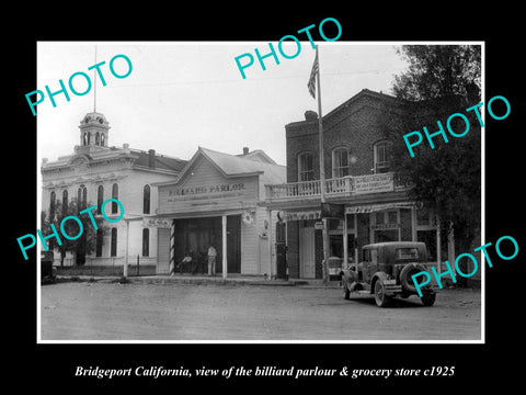 OLD LARGE HISTORIC PHOTO BRIDGEPORT CALIFORNIA, VIEW OF BILLIARD PARLOUR 1925