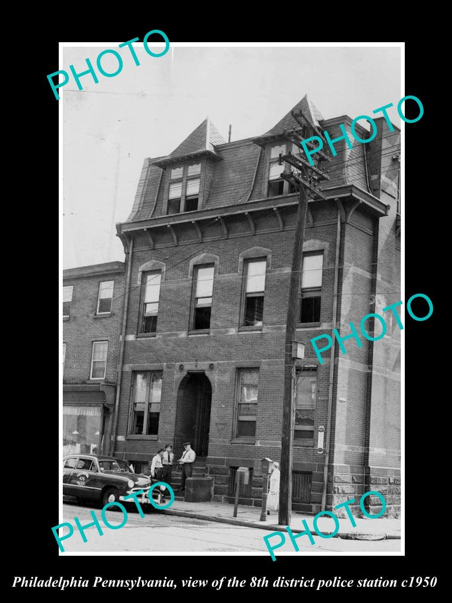 OLD HISTORIC PHOTO OF PHILADELPHIA PENNSYLVANIA, THE 8th POLICE STATION c1950