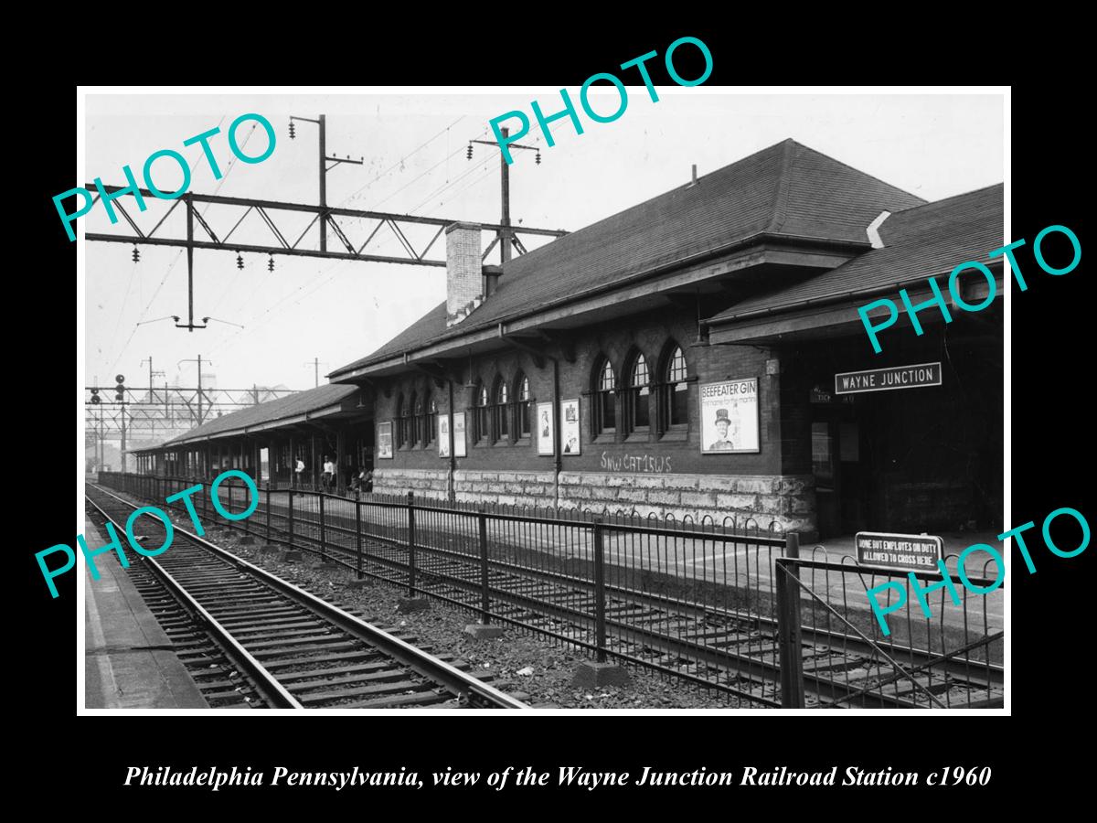 OLD HISTORIC PHOTO OF PHILADELPHIA PENNSYLVANIA, THE W/J RAILROAD STATION c1960