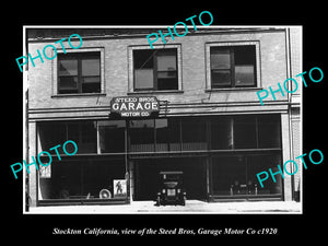 OLD LARGE HISTORIC PHOTO OF STOCKTON CALIFORNIA, THE STEED MOTOR GARAGE c1920