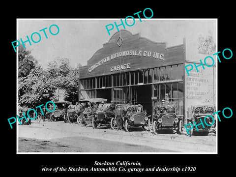 OLD LARGE HISTORIC PHOTO OF STOCKTON CALIFORNIA, THE AUTOMOBILE Co GARAGE c1920