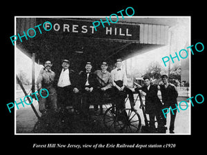 OLD LARGE HISTORIC PHOTO OF FOREST HILL NEW JERSEY, THE RAILROAD STATION c1920