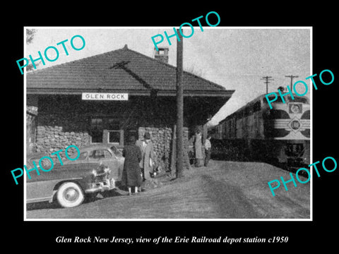 OLD LARGE HISTORIC PHOTO OF GLEN ROCK NEW JERSEY, THE RAILROAD STATION c1950