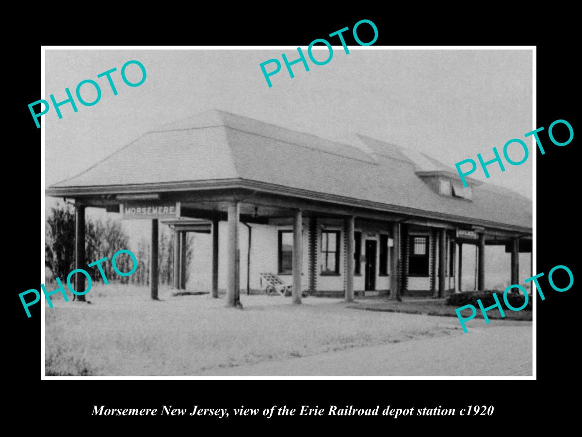 OLD LARGE HISTORIC PHOTO OF MORSEMERE NEW JERSEY, RAILROAD DEPOT STATION c1920