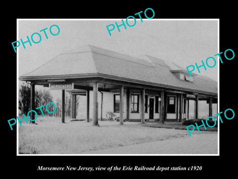 OLD LARGE HISTORIC PHOTO OF MORSEMERE NEW JERSEY, RAILROAD DEPOT STATION c1920