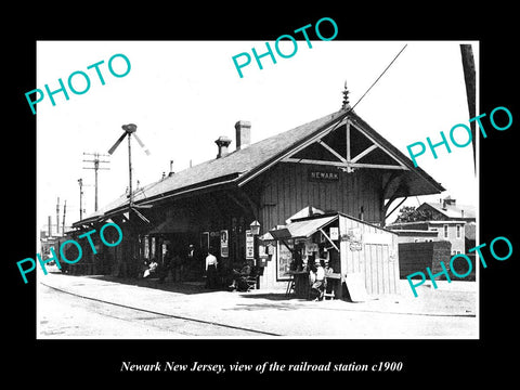 OLD LARGE HISTORIC PHOTO OF NEWARK NEW JERSEY, THE RAILROAD DEPOT STATION c1900