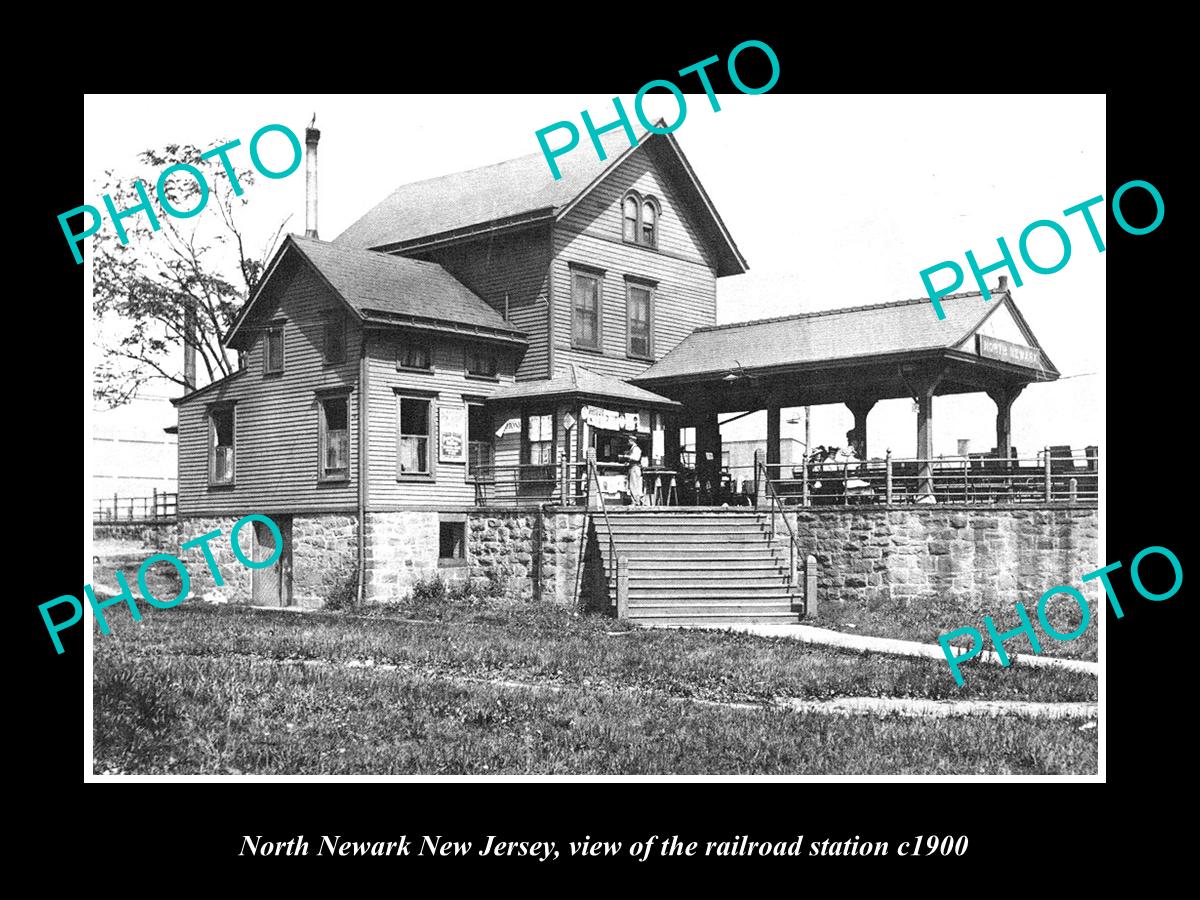 OLD LARGE HISTORIC PHOTO OF NORTH NEWARK NEW JERSEY, THE RAILROAD STATION c1900