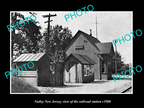 OLD LARGE HISTORIC PHOTO OF NUTLEY NEW JERSEY, THE RAILROAD DEPOT STATION c1900