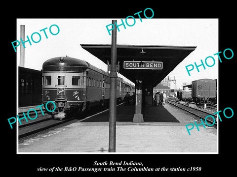 OLD LARGE HISTORIC PHOTO OF SOUTH BEND INDIANA, THE RAILROAD DEPOT STATION c1950