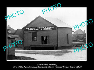 OLD LARGE HISTORIC PHOTO OF SOUTH BEND INDIANA, THE NJI&I RAILROAD FH DEPOT 1920