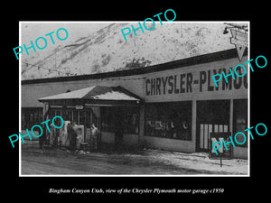 OLD LARGE HISTORIC PHOTO OF BINGAM CANYON UTAH, THE CHRYSLER GARAGE c1950