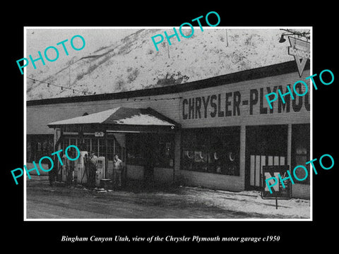 OLD LARGE HISTORIC PHOTO OF BINGAM CANYON UTAH, THE CHRYSLER GARAGE c1950