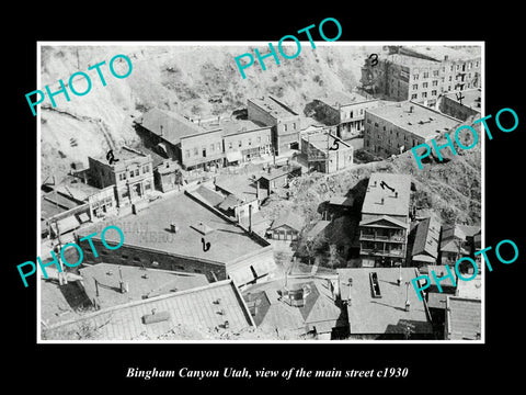 OLD LARGE HISTORIC PHOTO OF BINGAM CANYON UTAH, VIEW OF THE MAIN STREET c1930