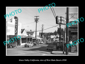 OLD LARGE HISTORIC PHOTO GRASS VALLEY CALIFORNIA, VIEW OF WEST MAIN ST c1950