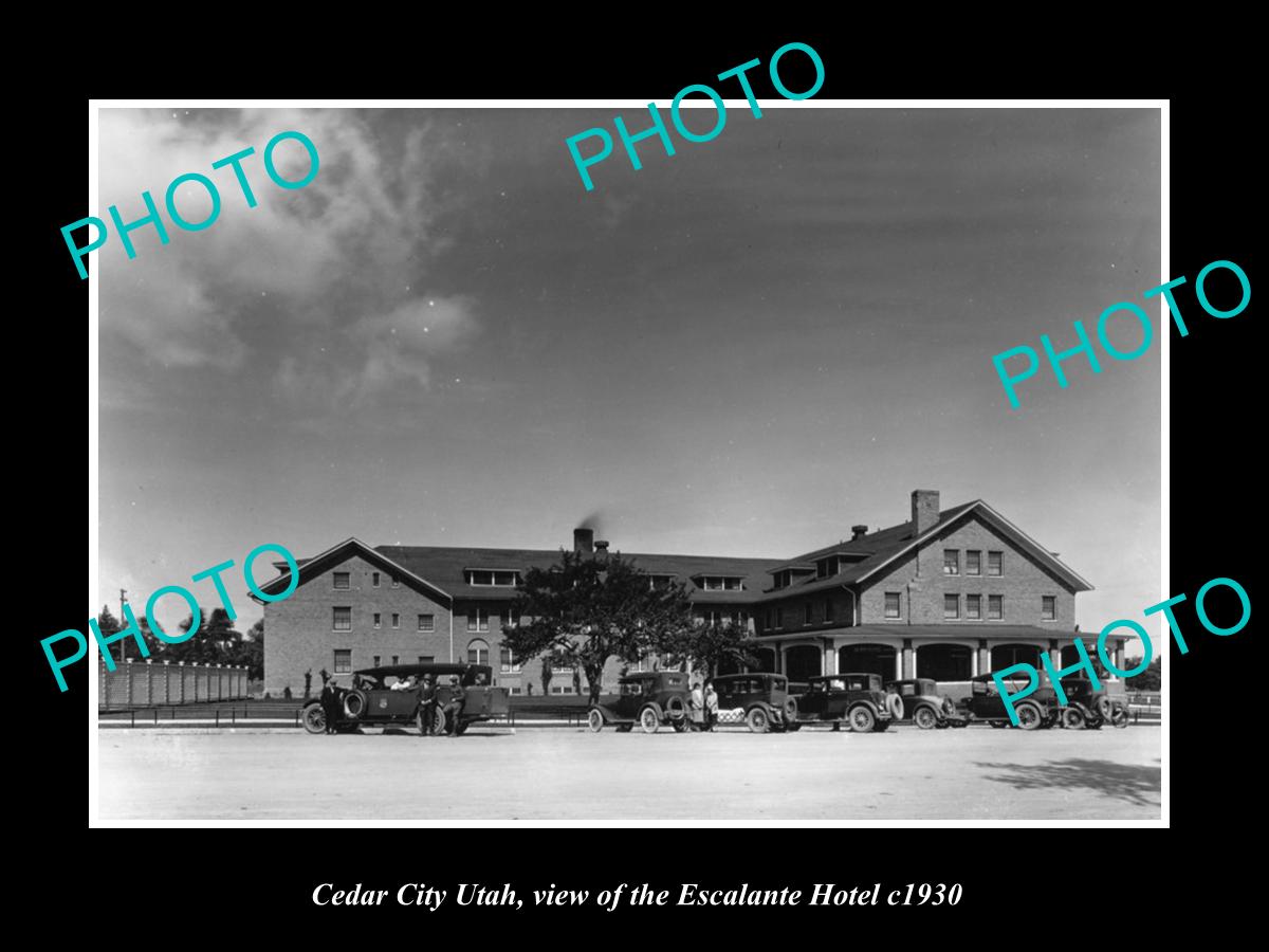 OLD LARGE HISTORIC PHOTO OF CEDAR CITY UTAH, THE ESCALANTE HOTEL c1930