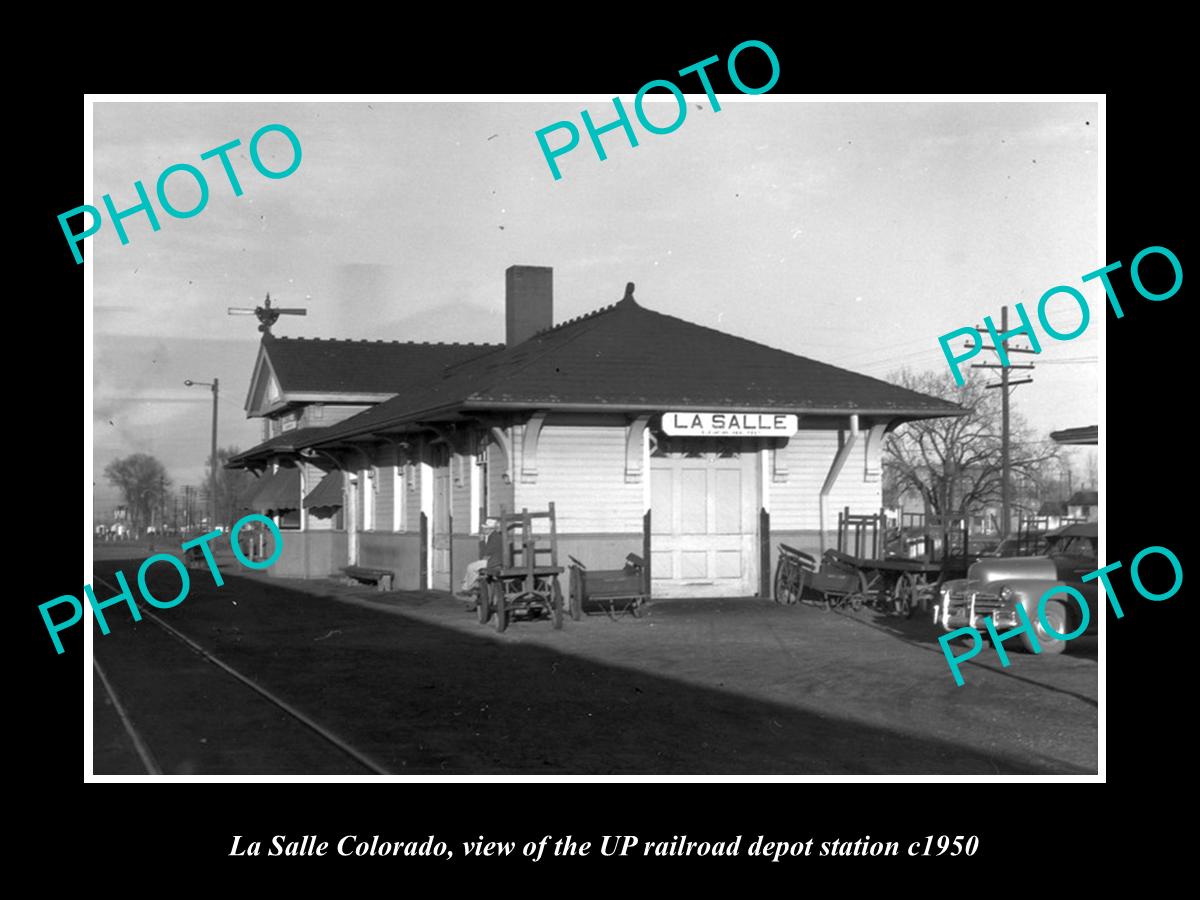 OLD LARGE HISTORIC PHOTO OF LA SALLE COLORADO, THE RAILROAD DEPOT STATION c1950