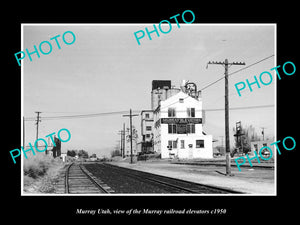 OLD LARGE HISTORIC PHOTO OF MURRAY UTAH, THE RAILROAD ELEVATORS c1950