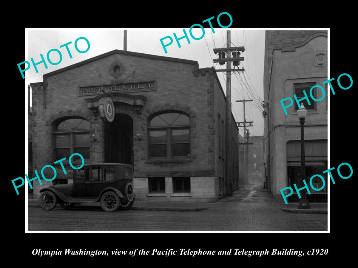 OLD LARGE HISTORIC PHOTO OF OLYMPIA WASHINGTON, PACIFIC TELEPHONE BUILDING c1930