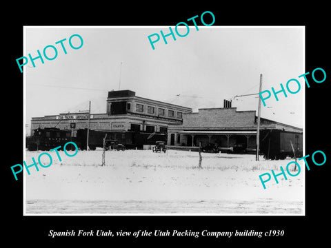 OLD LARGE HISTORIC PHOTO OF SPANISH FORK UTAH, THE UTAH PACKING Co c1950