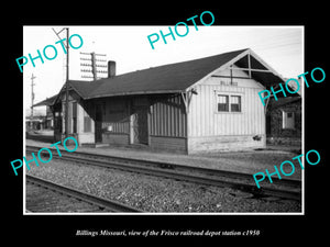 OLD LARGE HISTORIC PHOTO OF BILLINGS MISSOURI, THE FRISCO RAILROAD DEPOT c1950