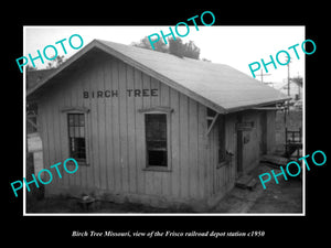 OLD LARGE HISTORIC PHOTO OF BIRCH TREE MISSOURI, THE FRISCO RAILROAD DEPOT c1950