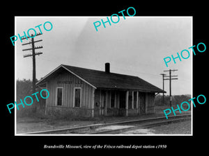 OLD LARGE HISTORIC PHOTO OF BRANDSVILLE MISSOURI, THE FRISCO RAILROAD DEPOT 1950