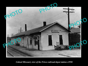 OLD LARGE HISTORIC PHOTO OF CABOOL MISSOURI, THE FRISCO RAILROAD DEPOT c1950