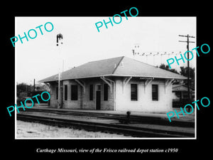 OLD LARGE HISTORIC PHOTO OF CARTHAGE MISSOURI, THE FRISCO RAILROAD DEPOT c1950