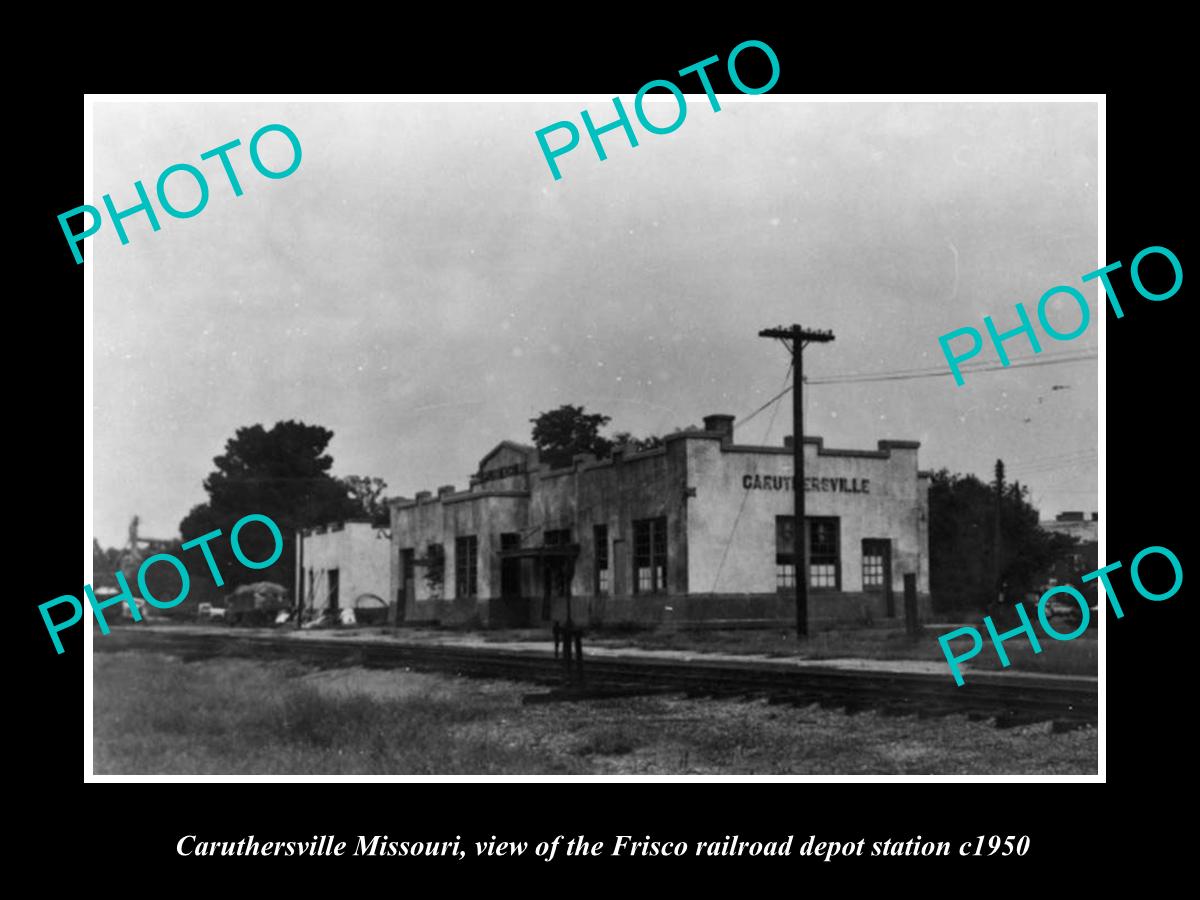 OLD LARGE HISTORIC PHOTO OF CURUTHERSVILLE MISSOURI, FRISCO RAILROAD DEPOT c1950