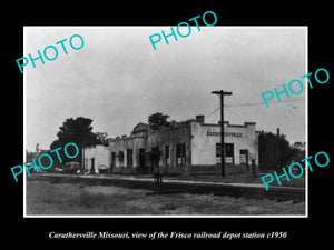 OLD LARGE HISTORIC PHOTO OF CURUTHERSVILLE MISSOURI, FRISCO RAILROAD DEPOT c1950