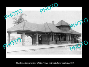 OLD LARGE HISTORIC PHOTO OF CHAFFEE MISSOURI, THE FRISCO RAILROAD DEPOT c1950