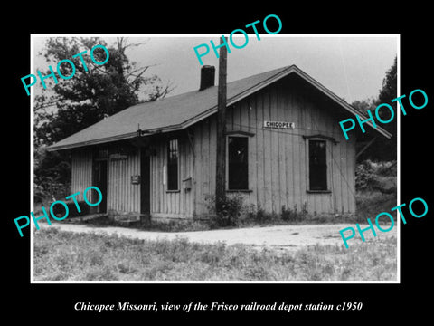 OLD LARGE HISTORIC PHOTO OF CHICOPEE MISSOURI, THE FRISCO RAILROAD DEPOT c1950