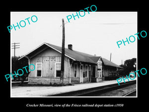 OLD LARGE HISTORIC PHOTO OF CROCKER MISSOURI, THE FRISCO RAILROAD DEPOT c1950