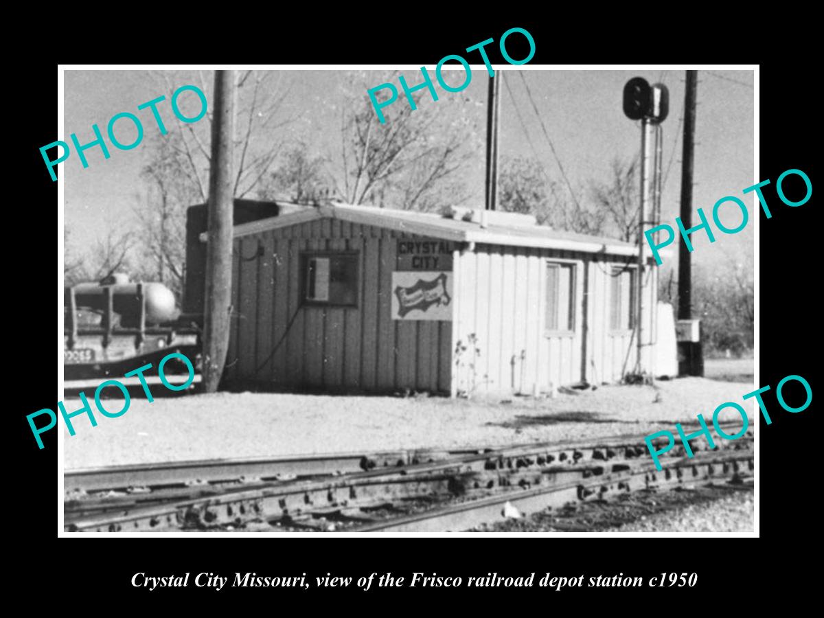 OLD LARGE HISTORIC PHOTO OF CRYSTAL CITY MISSOURI, FRISCO RAILROAD DEPOT c1950