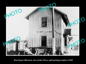 OLD LARGE HISTORIC PHOTO OF EAST LYNNE MISSOURI, THE FRISCO RAILROAD DEPOT c1940