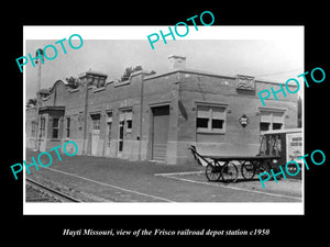 OLD LARGE HISTORIC PHOTO OF HAYTI MISSOURI, THE FRISCO RAILROAD DEPOT c1950