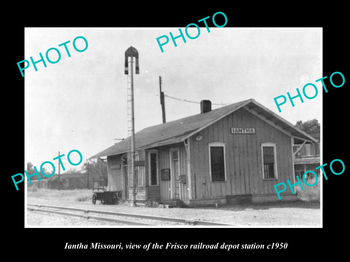 OLD LARGE HISTORIC PHOTO OF IANTHA MISSOURI, THE FRISCO RAILROAD DEPOT c1950