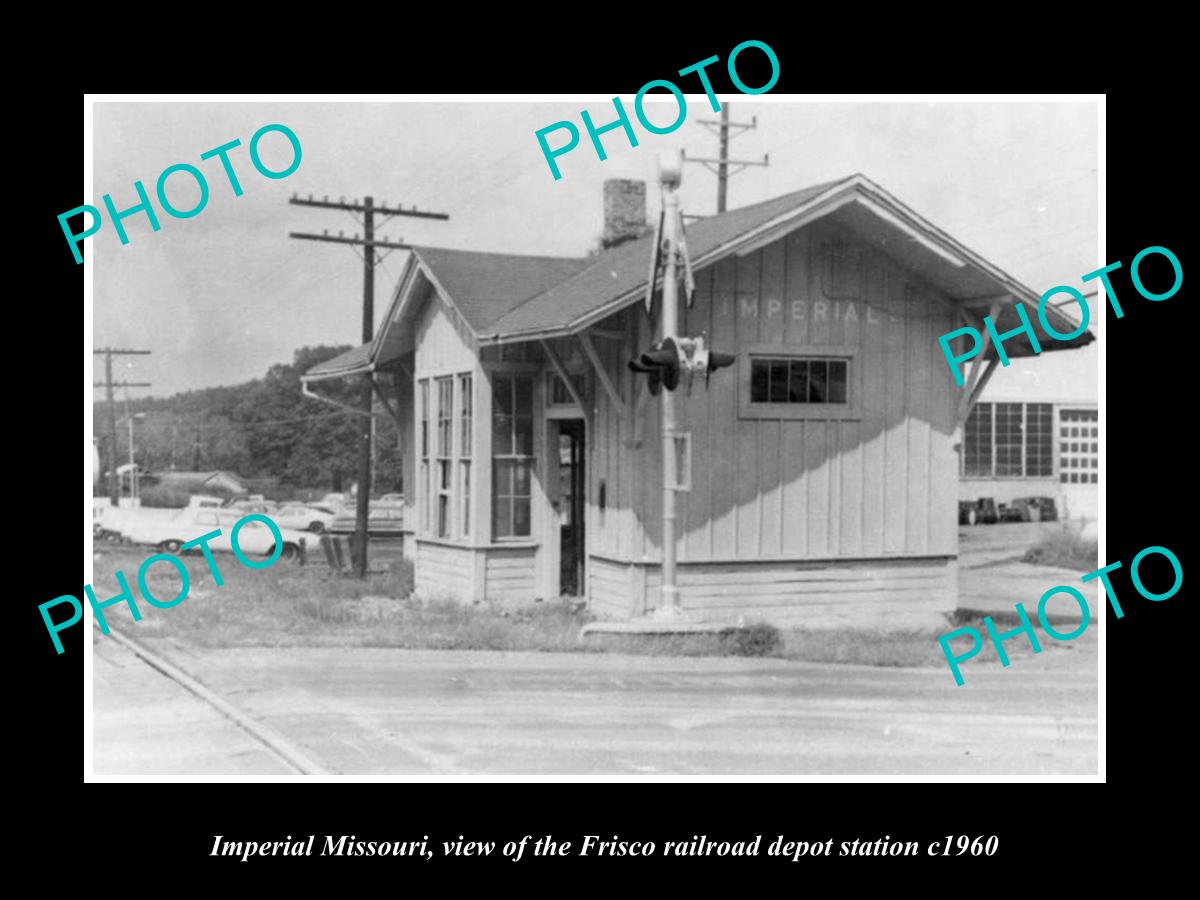 OLD LARGE HISTORIC PHOTO OF IMPERIAL MISSOURI, THE FRISCO RAILROAD DEPOT c1960