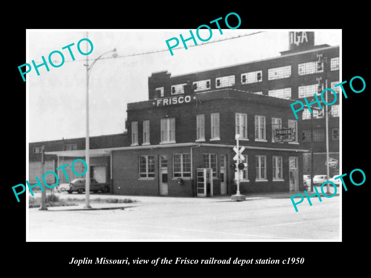 OLD LARGE HISTORIC PHOTO OF JOPLIN MISSOURI, THE FRISCO RAILROAD DEPOT c1950