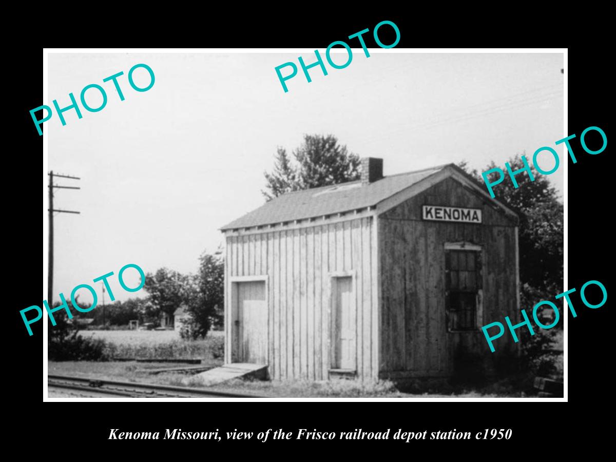 OLD LARGE HISTORIC PHOTO OF KENOMA MISSOURI, THE FRISCO RAILROAD DEPOT c1950